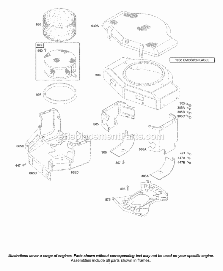 Blower Housing Diagram and Parts List for 42A777-1886-A1  Briggs and Stratton Engine